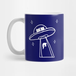 cat alien abduction line art Mug